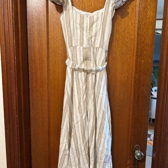 Mediterranean Moves White Striped Flutter Sleeve Midi Dress - Picture 4 of 4